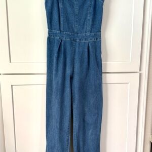 Denim Overalls by Mebon with tie in back and wide legs